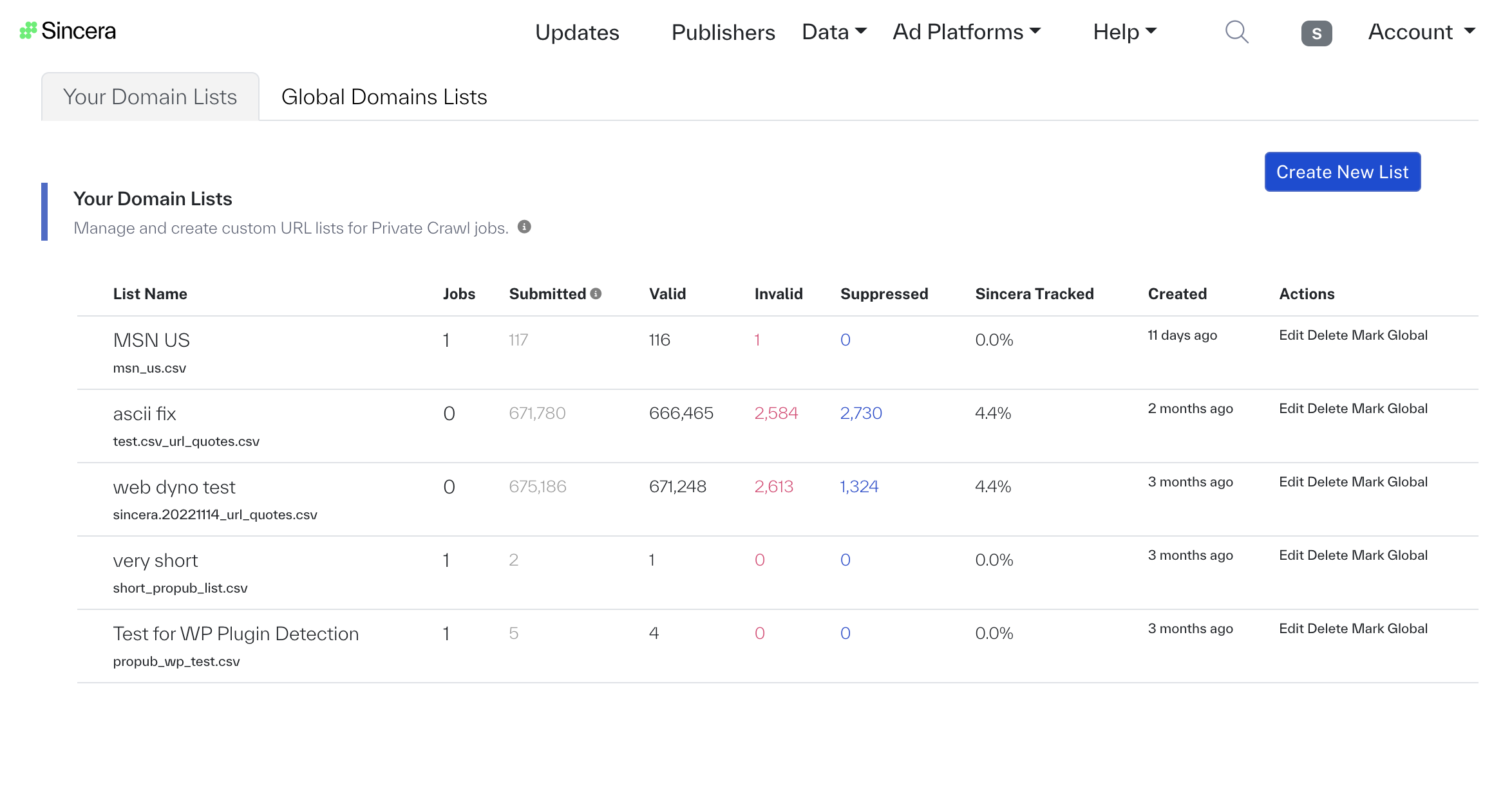 Manually Upload a Domain List